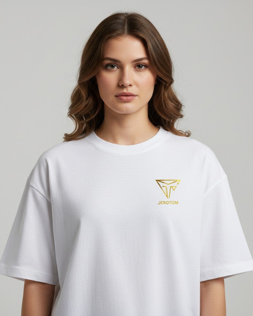 Unisex Oversized Terry Cotton T-Shirt – Luxury Finish with Gold Vinyl Print