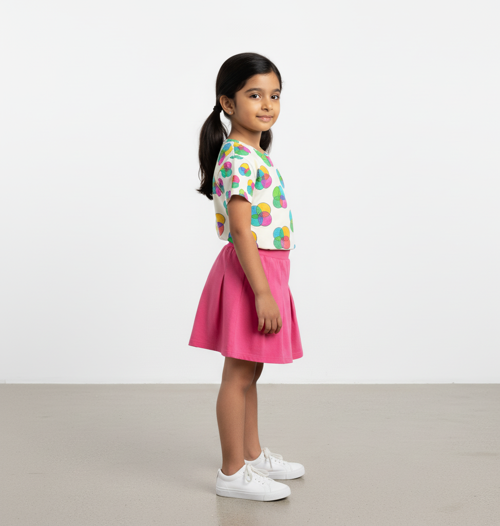 Girl's Crew Neck T-Shirt 100% spun polyester