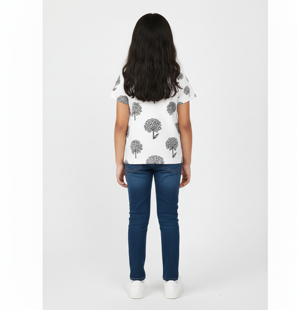 Girl's Crew Neck T-Shirt 100% spun polyester