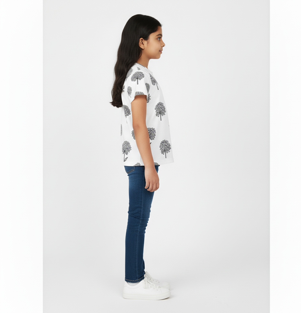 Girl's Crew Neck T-Shirt 100% spun polyester