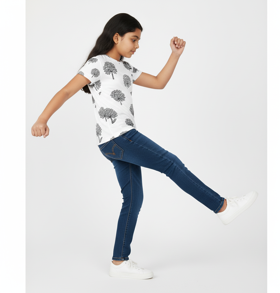 Girl's Crew Neck T-Shirt 100% spun polyester