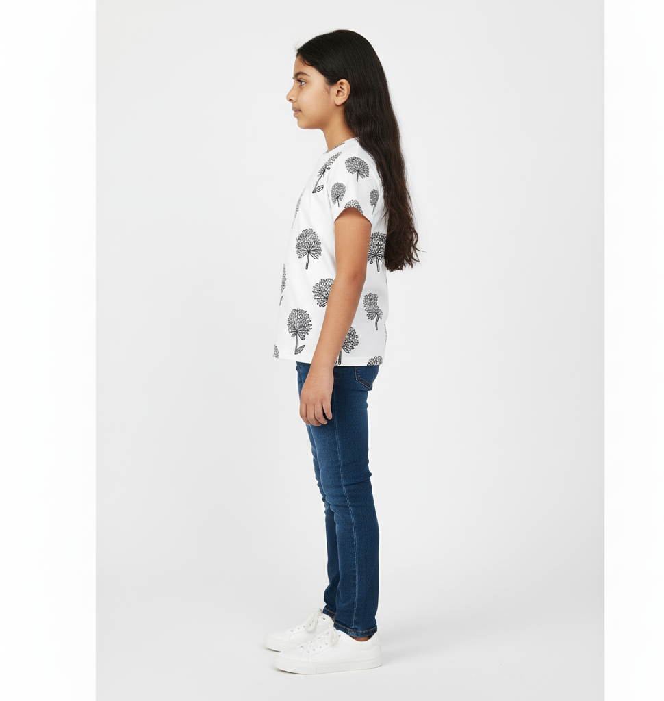 Girl's Crew Neck T-Shirt 100% spun polyester