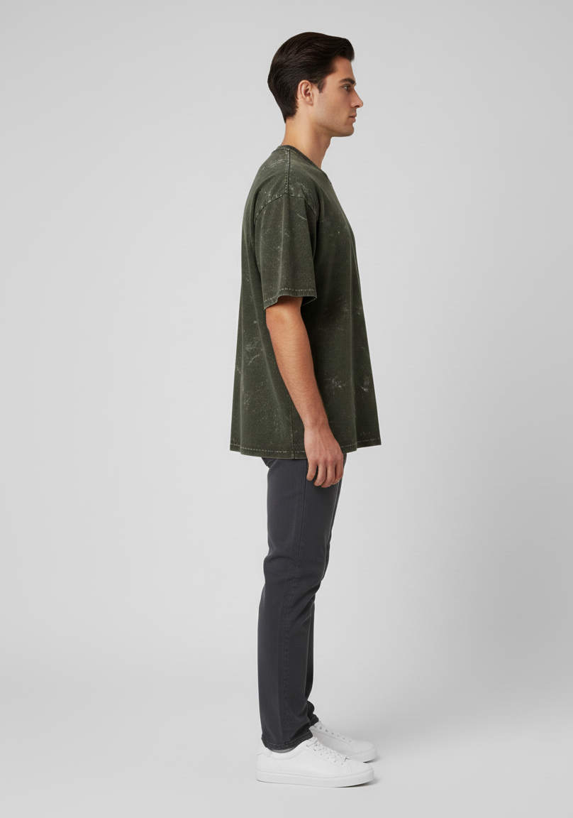 Vintage Acid-Wash Oversized T-Shirt – 100% Heavyweight Cotton