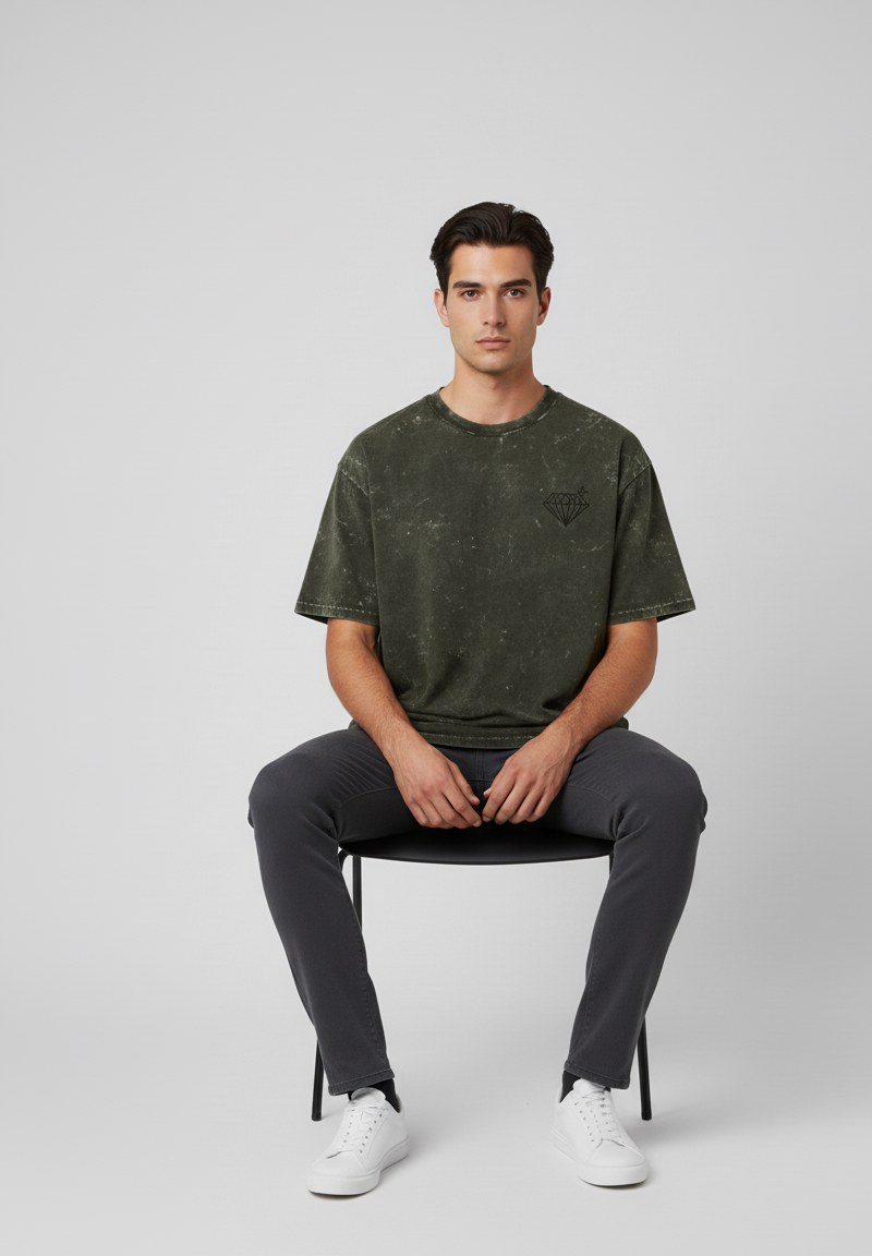 Vintage Acid-Wash Oversized T-Shirt – 100% Heavyweight Cotton