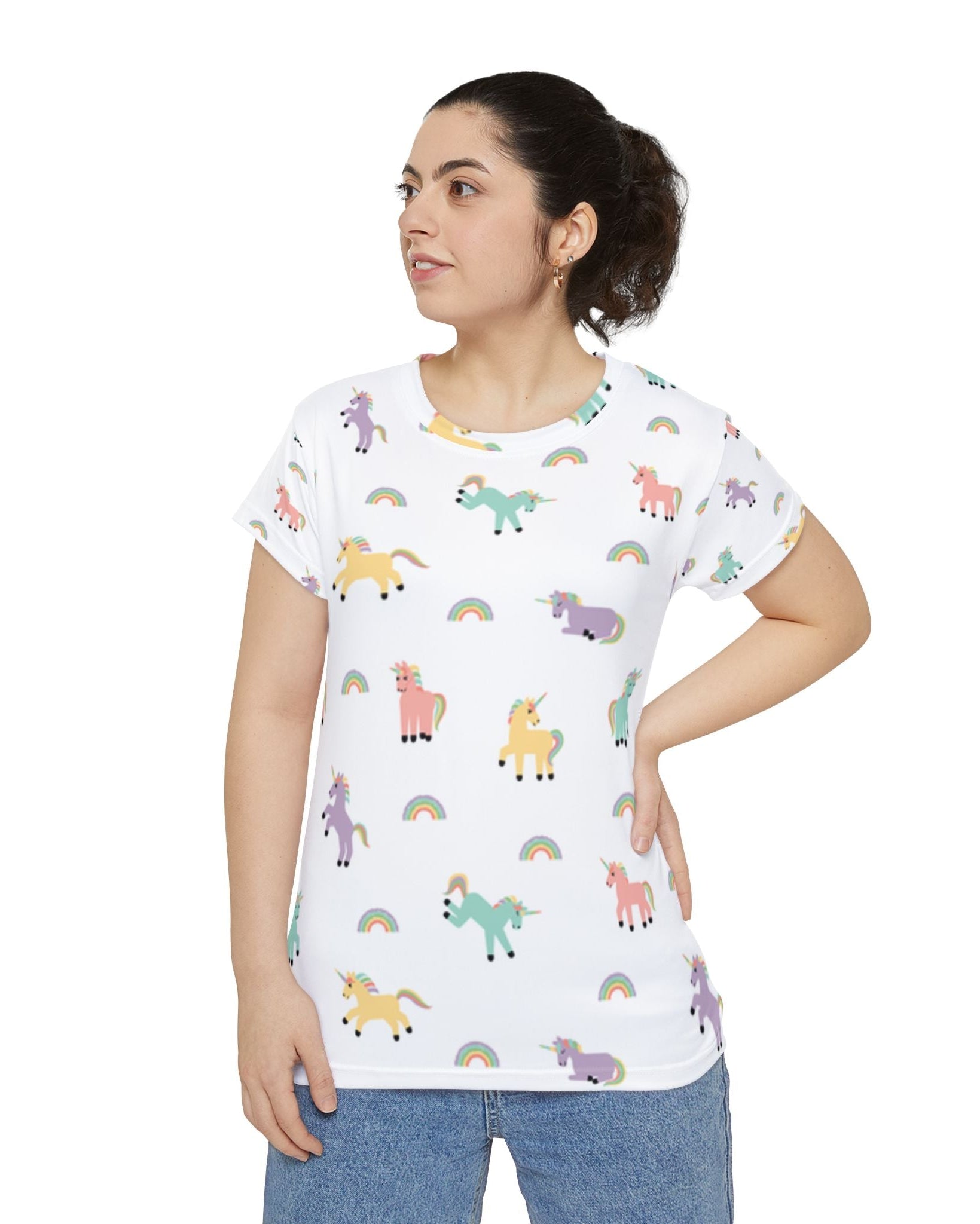 Women's Premium Polyester Unisex T-Shirt – Vibrant All-Over Print