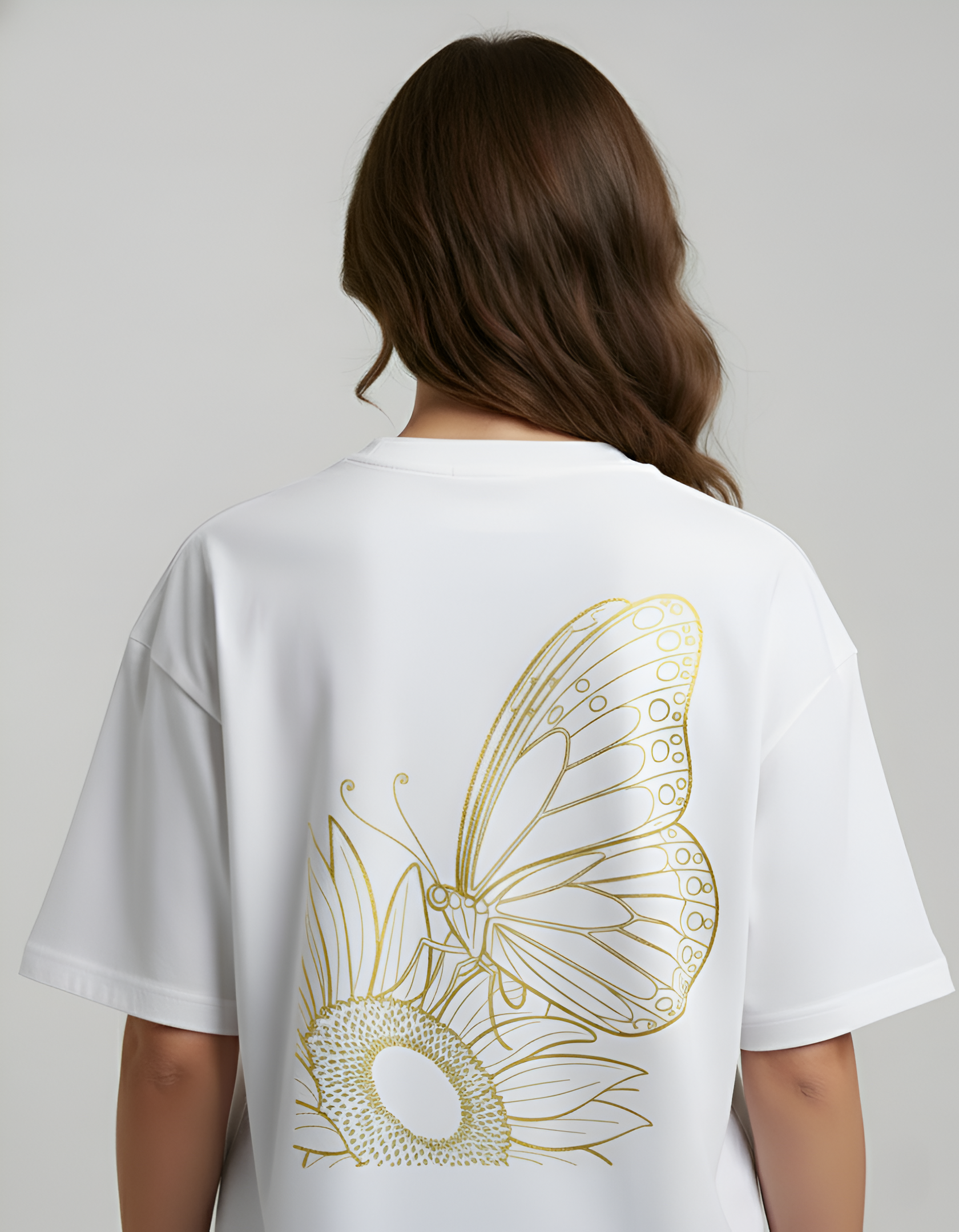 Unisex Oversized Terry Cotton T-Shirt – Luxury Finish with Gold Vinyl Print