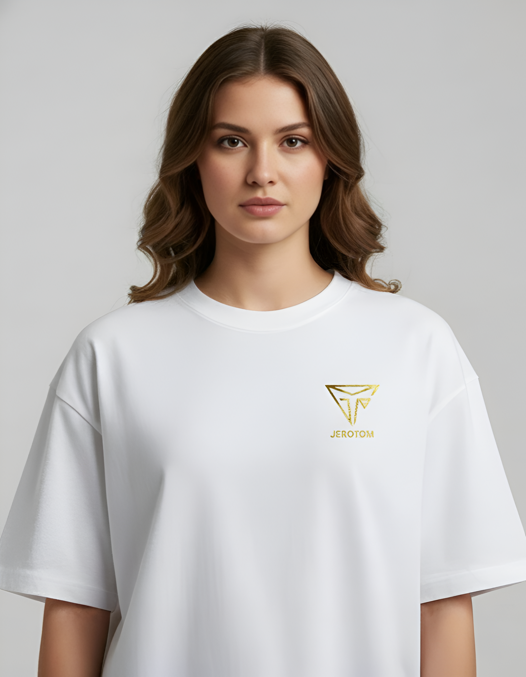 Unisex Oversized Terry Cotton T-Shirt – Luxury Finish with Gold Vinyl Print