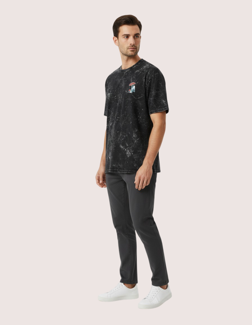 Vintage Acid-Wash Oversized T-Shirt – 100% Heavyweight Cotton