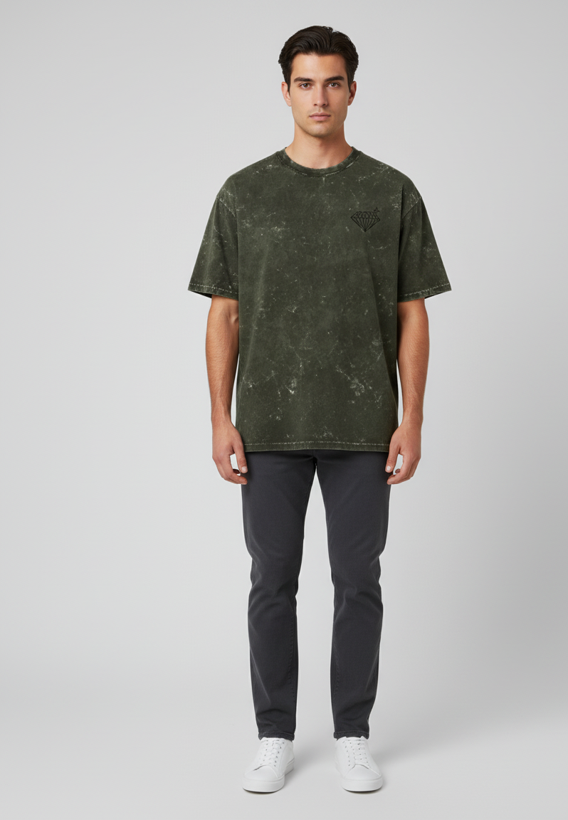 Vintage Acid-Wash Oversized T-Shirt – 100% Heavyweight Cotton