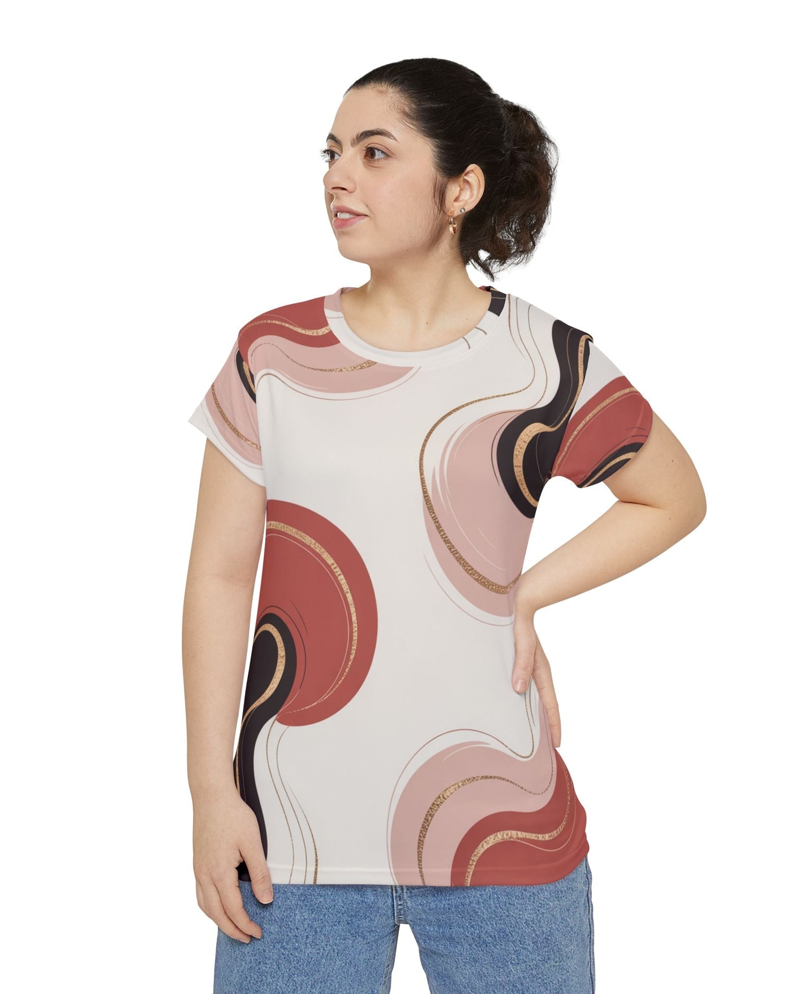 Women's Premium Polyester Unisex T-Shirt – Vibrant All-Over Print