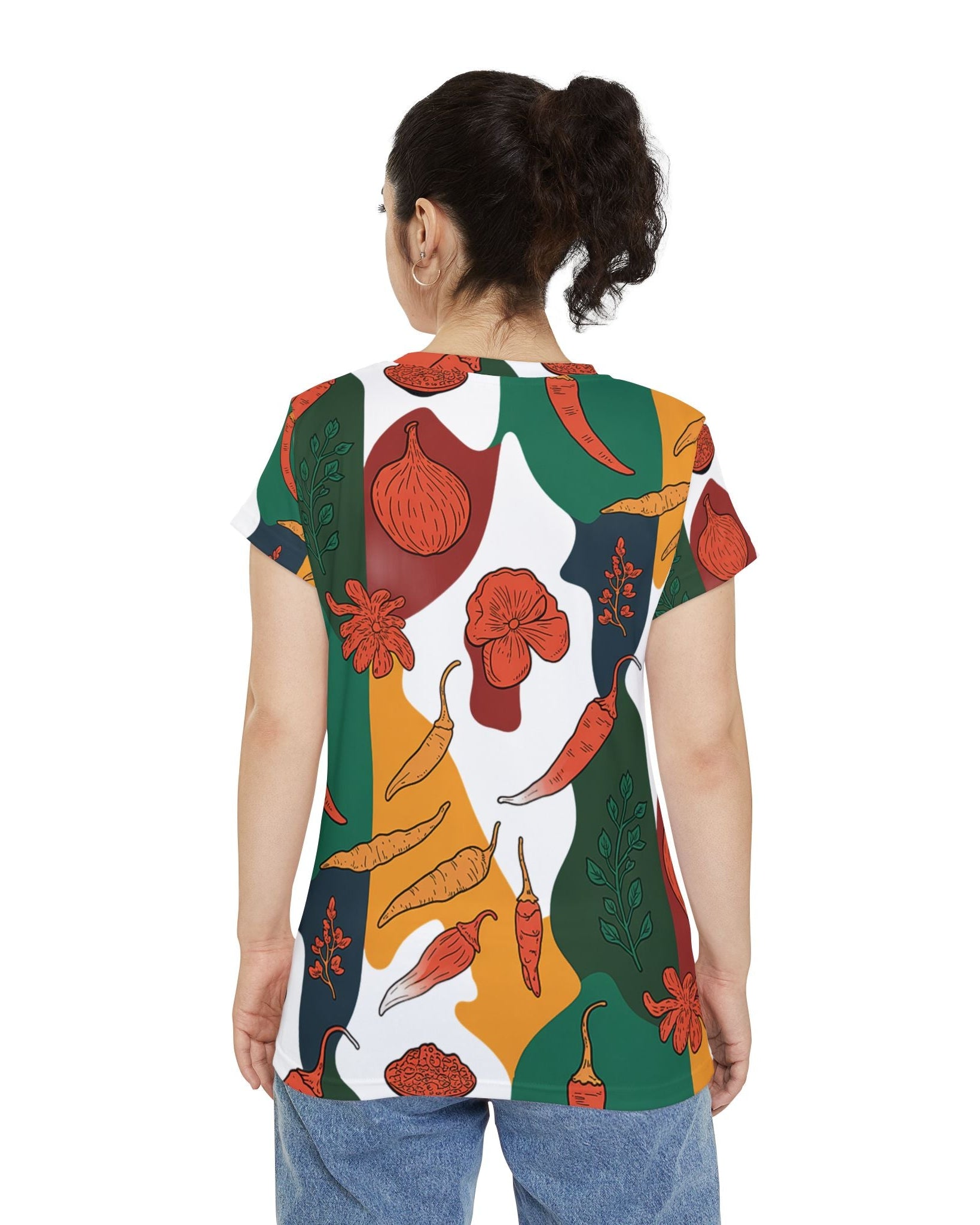 Women's Premium Polyester Unisex T-Shirt – Vibrant All-Over Print