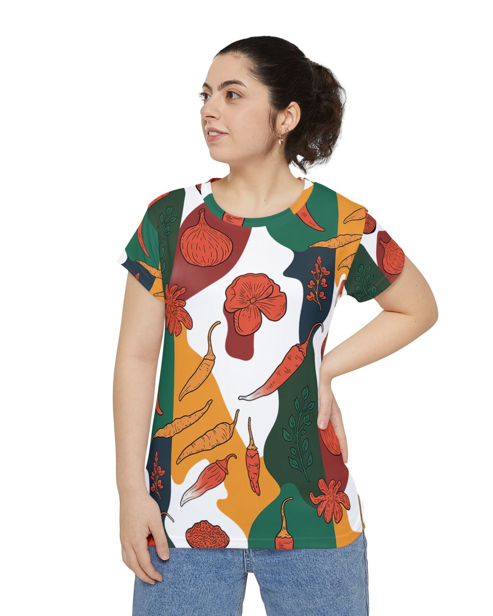 Women's Premium Polyester Unisex T-Shirt – Vibrant All-Over Print