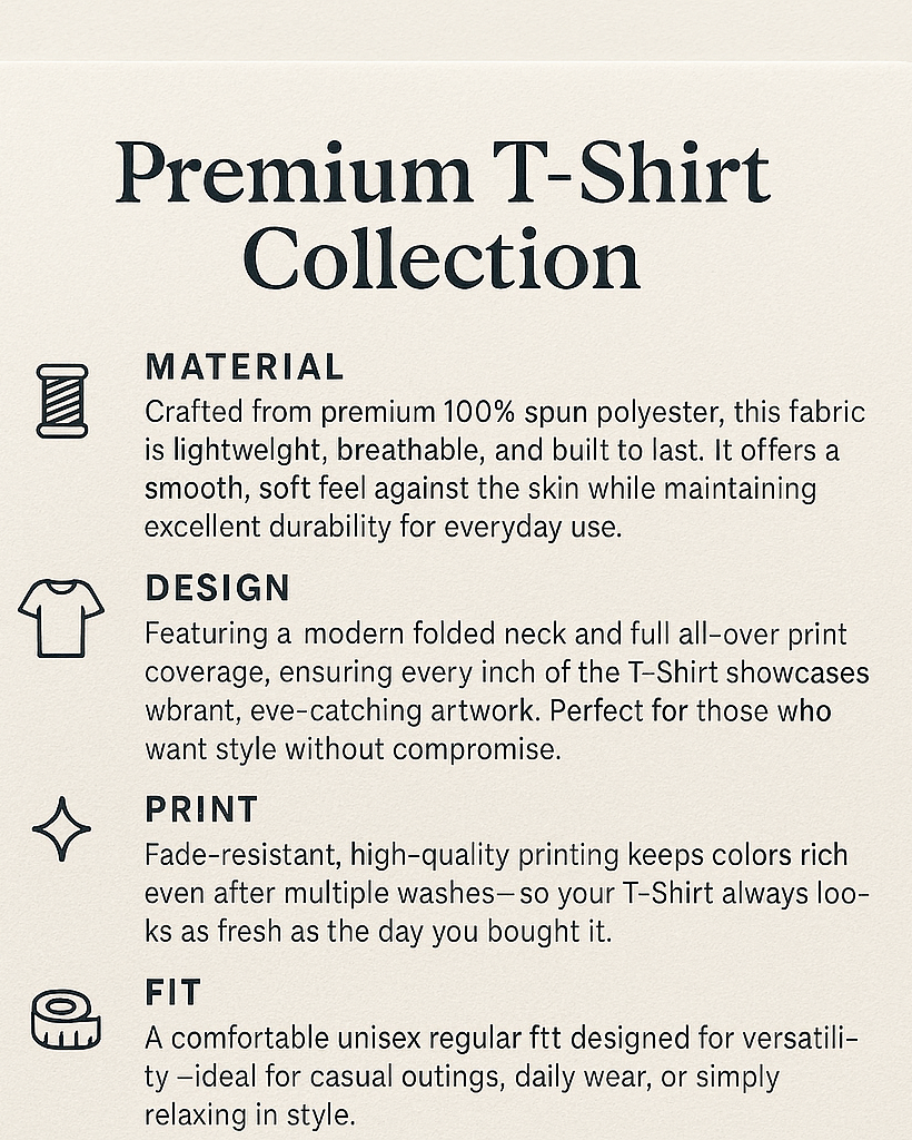 Premium Polyester Unisex T-Shirt – Vibrant All-Over Print